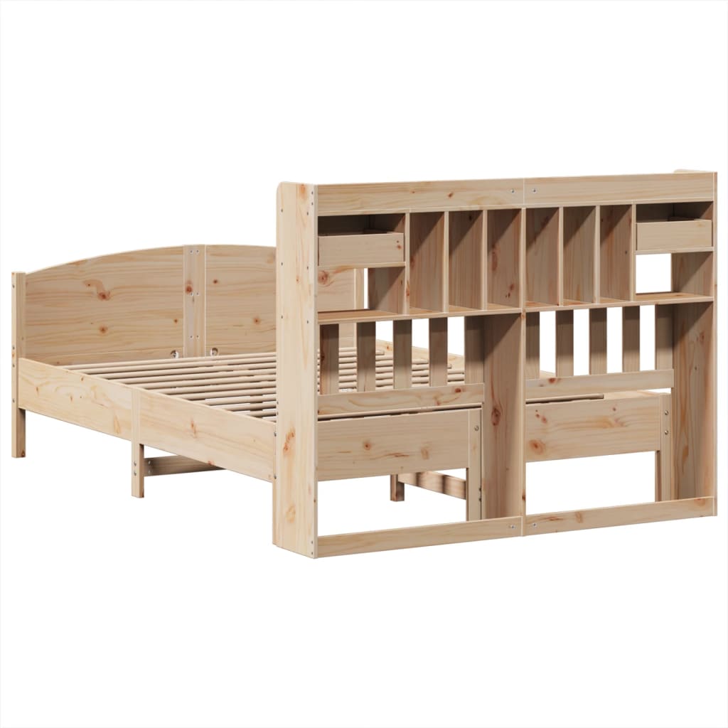 Bookcase Bed without Mattress 140x190cm Solid Wood Pine