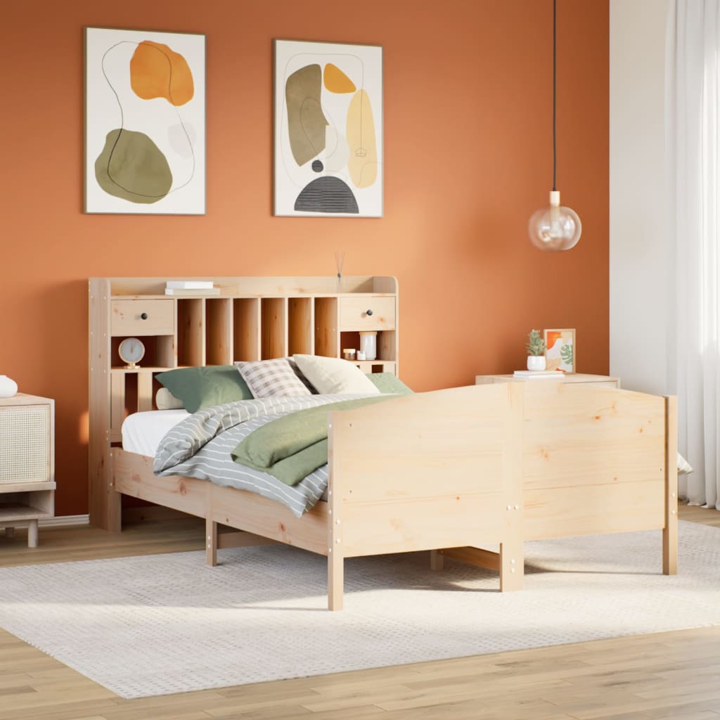 Bookcase Bed without Mattress 140x190cm Solid Wood Pine
