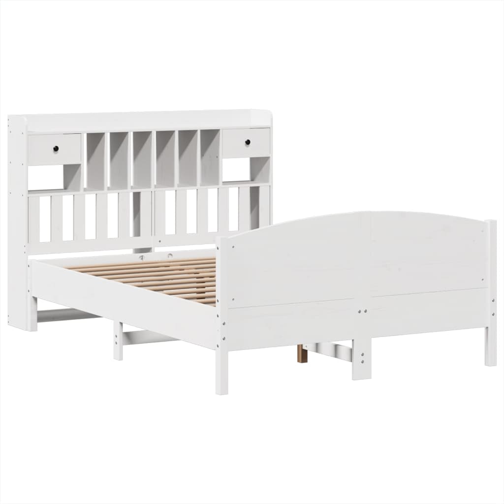 Bookcase Bed without Mattress White 140x190cm Solid Wood Pine