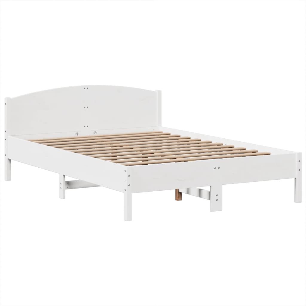 Bookcase Bed without Mattress White 140x190cm Solid Wood Pine