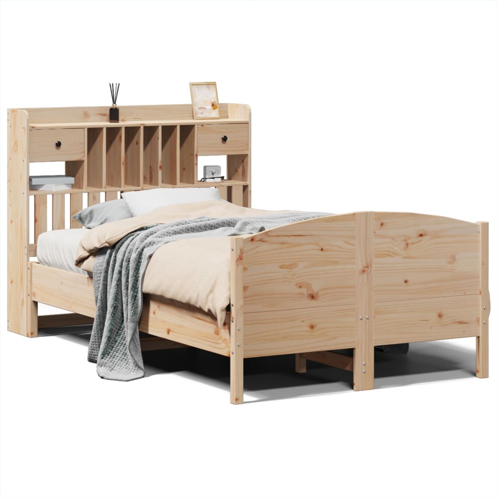 Bookcase Bed without Mattress 135x190 cm Double Solid Wood Pine