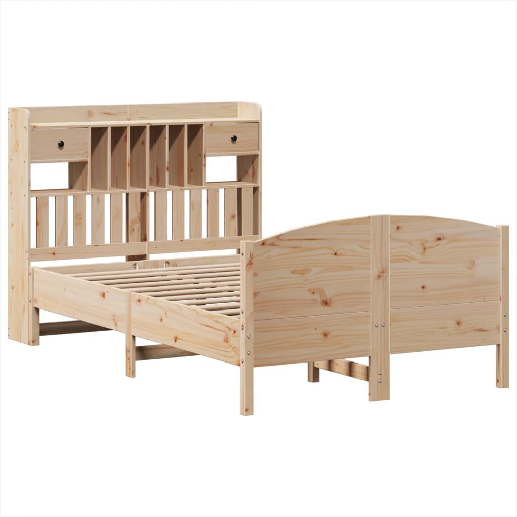 Bookcase Bed without Mattress 135x190 cm Double Solid Wood Pine