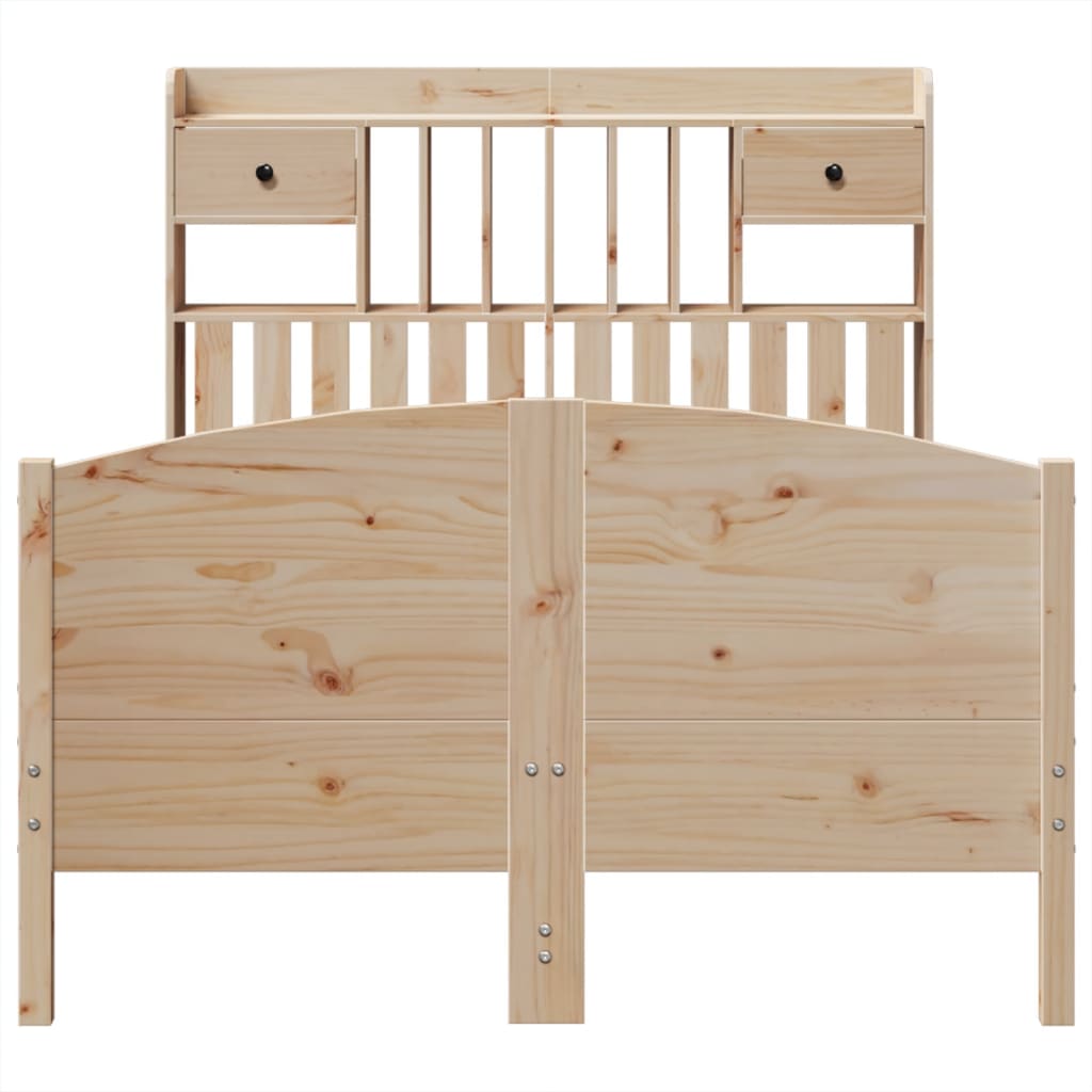 Bookcase Bed without Mattress 135x190 cm Double Solid Wood Pine