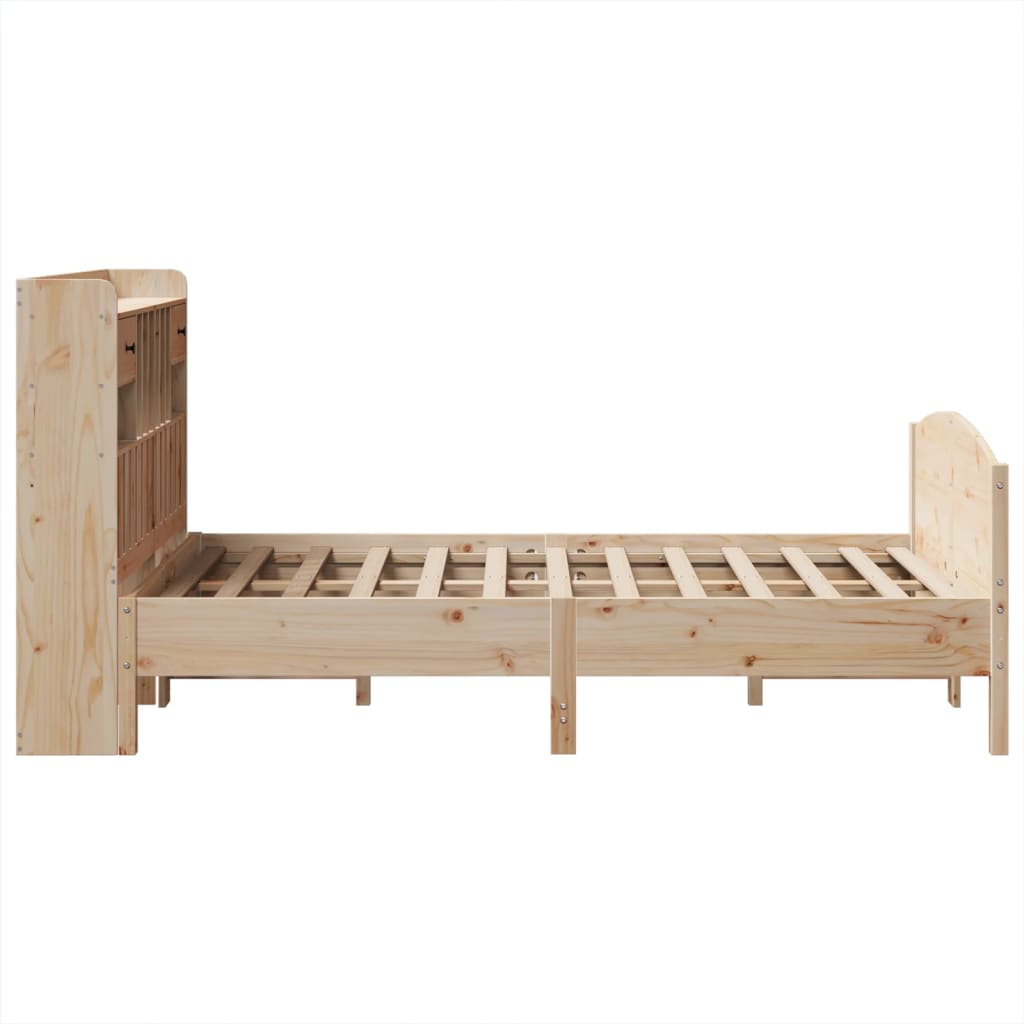 Bookcase Bed without Mattress 135x190 cm Double Solid Wood Pine