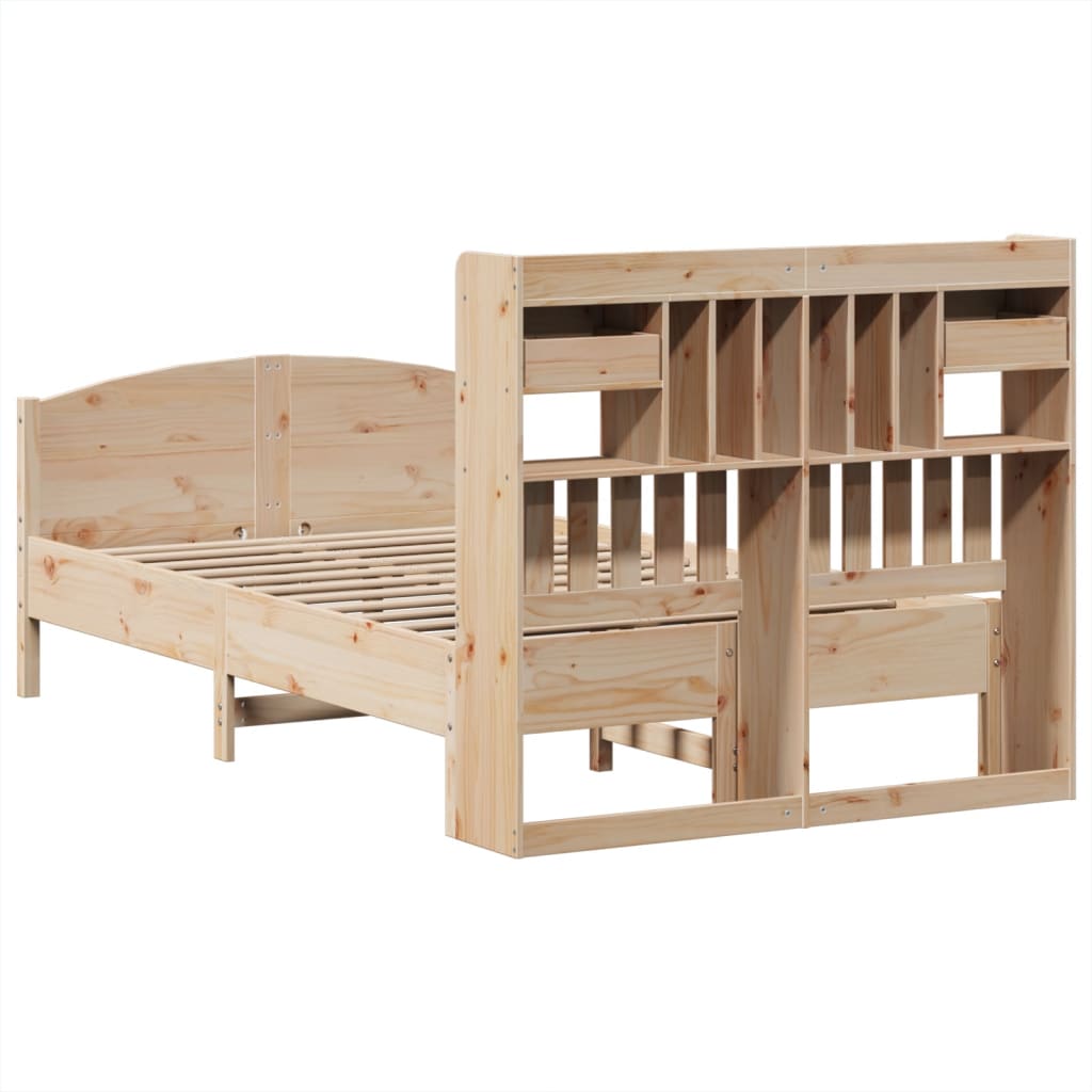 Bookcase Bed without Mattress 135x190 cm Double Solid Wood Pine