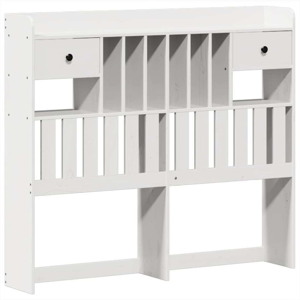 Bookcase Bed without Mattress White 135x190 cm Double Solid Wood Pine