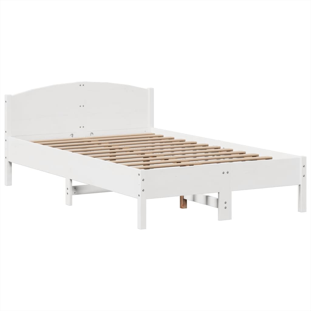 Bookcase Bed without Mattress White 135x190 cm Double Solid Wood Pine