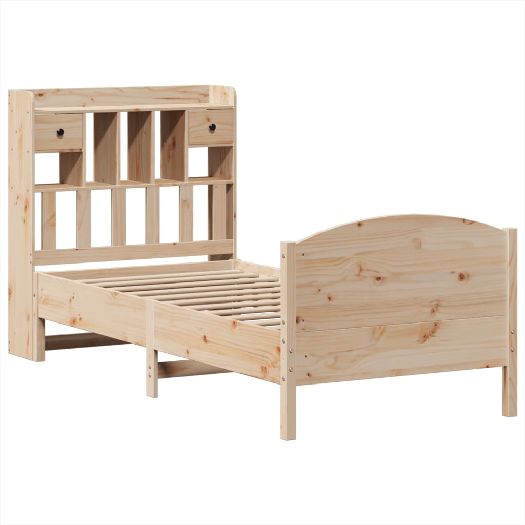 Bookcase Bed without Mattress 100x200cm Solid Wood Pine