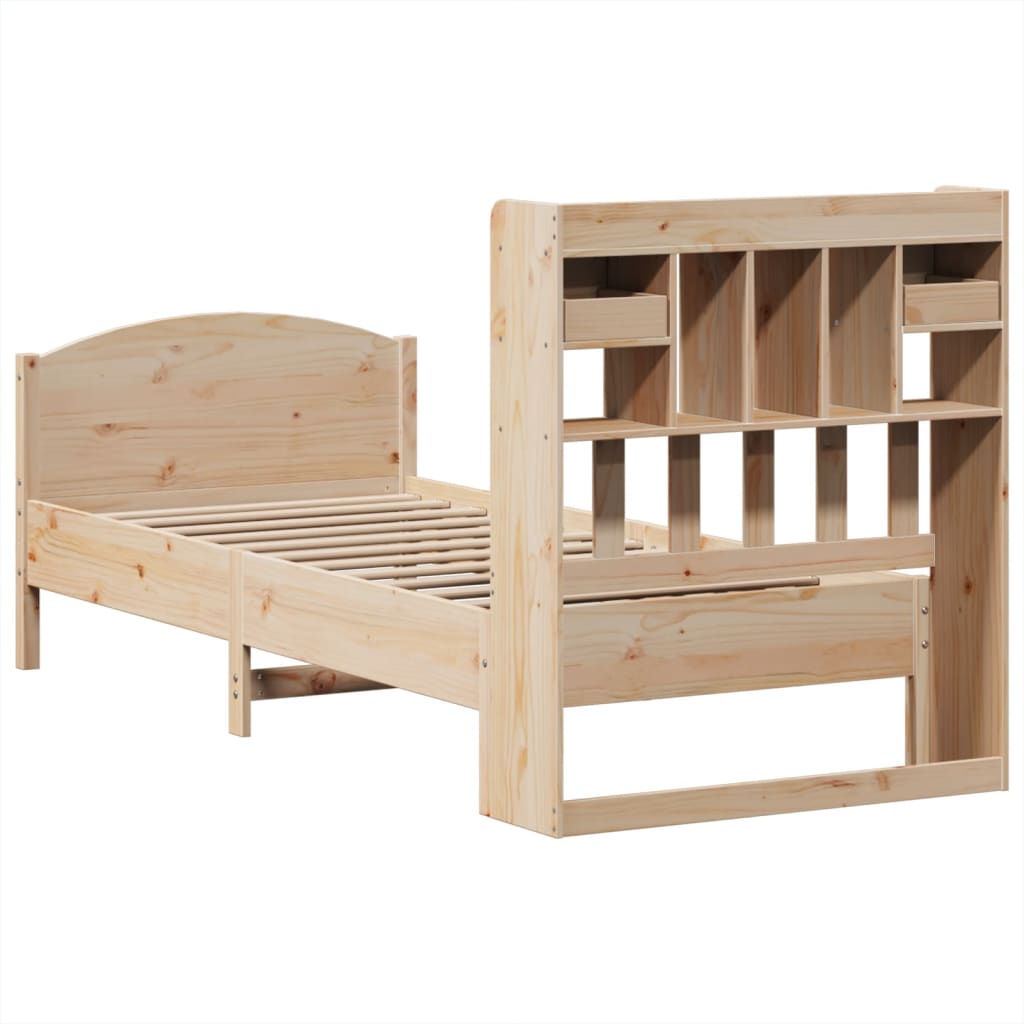 Bookcase Bed without Mattress 100x200cm Solid Wood Pine