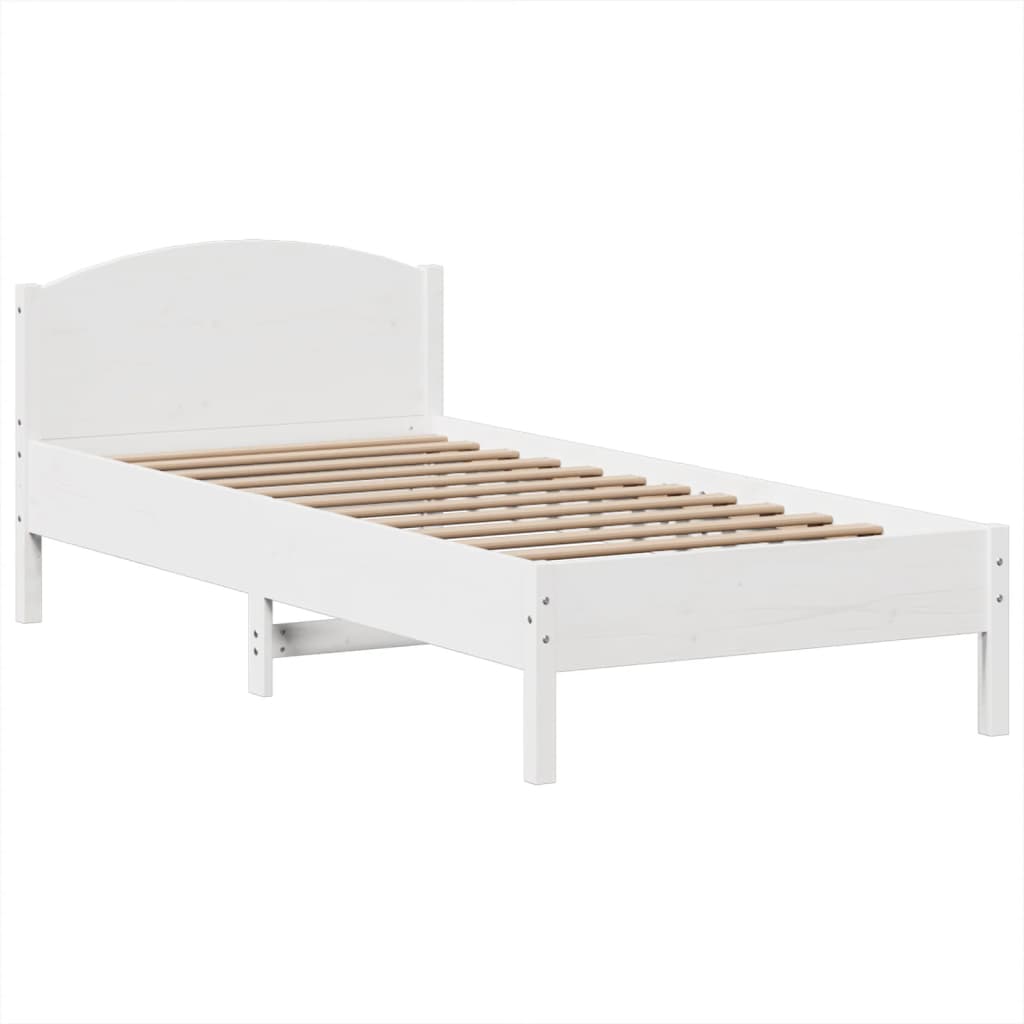 Bookcase Bed without Mattress White 90x200cm Solid Wood Pine