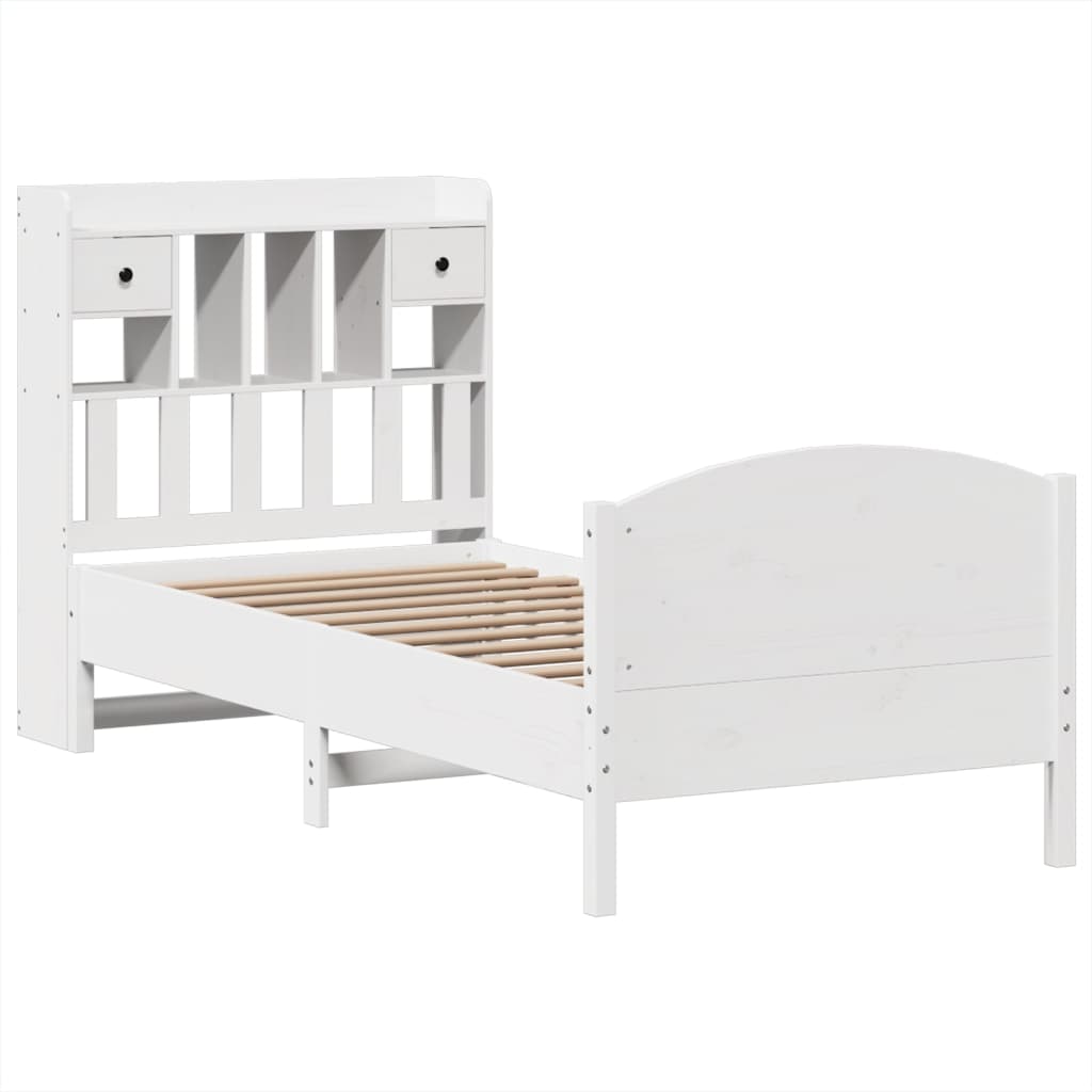 Bookcase Bed without Mattress White 75x190 cm Small Single Solid Wood Pine