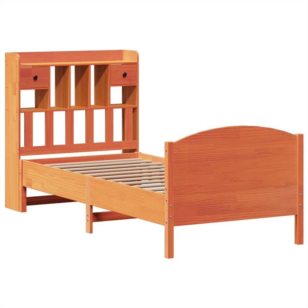 Bookcase Bed without Mattress Wax Brown 75x190 cm Small Single Solid Wood Pine