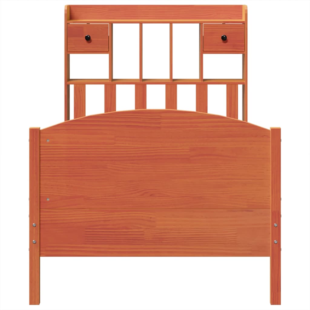Bookcase Bed without Mattress Wax Brown 75x190 cm Small Single Solid Wood Pine