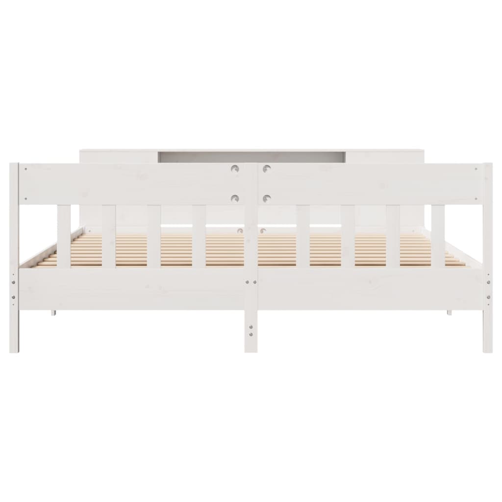 Bookcase Bed without Mattress White 200x200cm Solid Wood Pine
