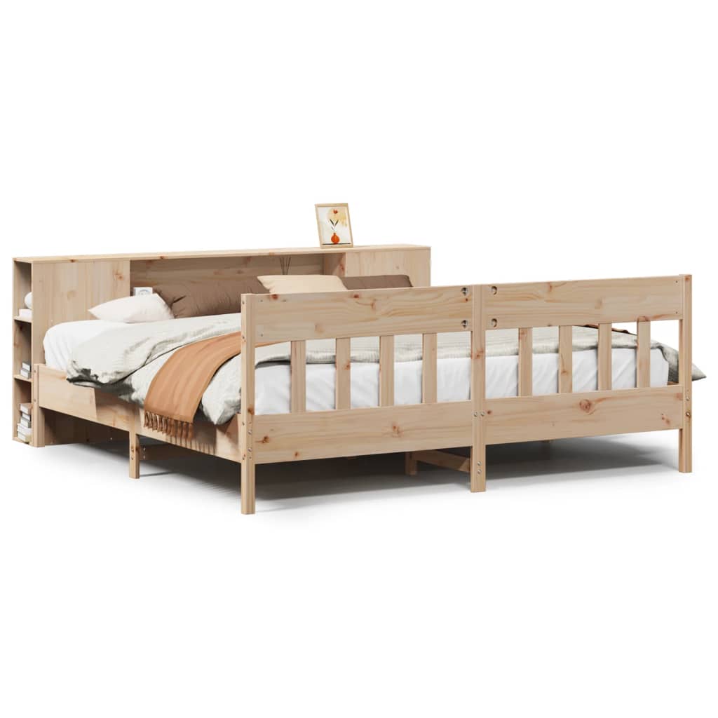 Bookcase Bed without Mattress 180x200 cm Super King Solid Wood Pine