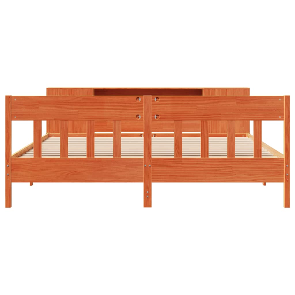 Bookcase Bed without Mattress Wax Brown 180x200 cm Super King Solid Wood Pine
