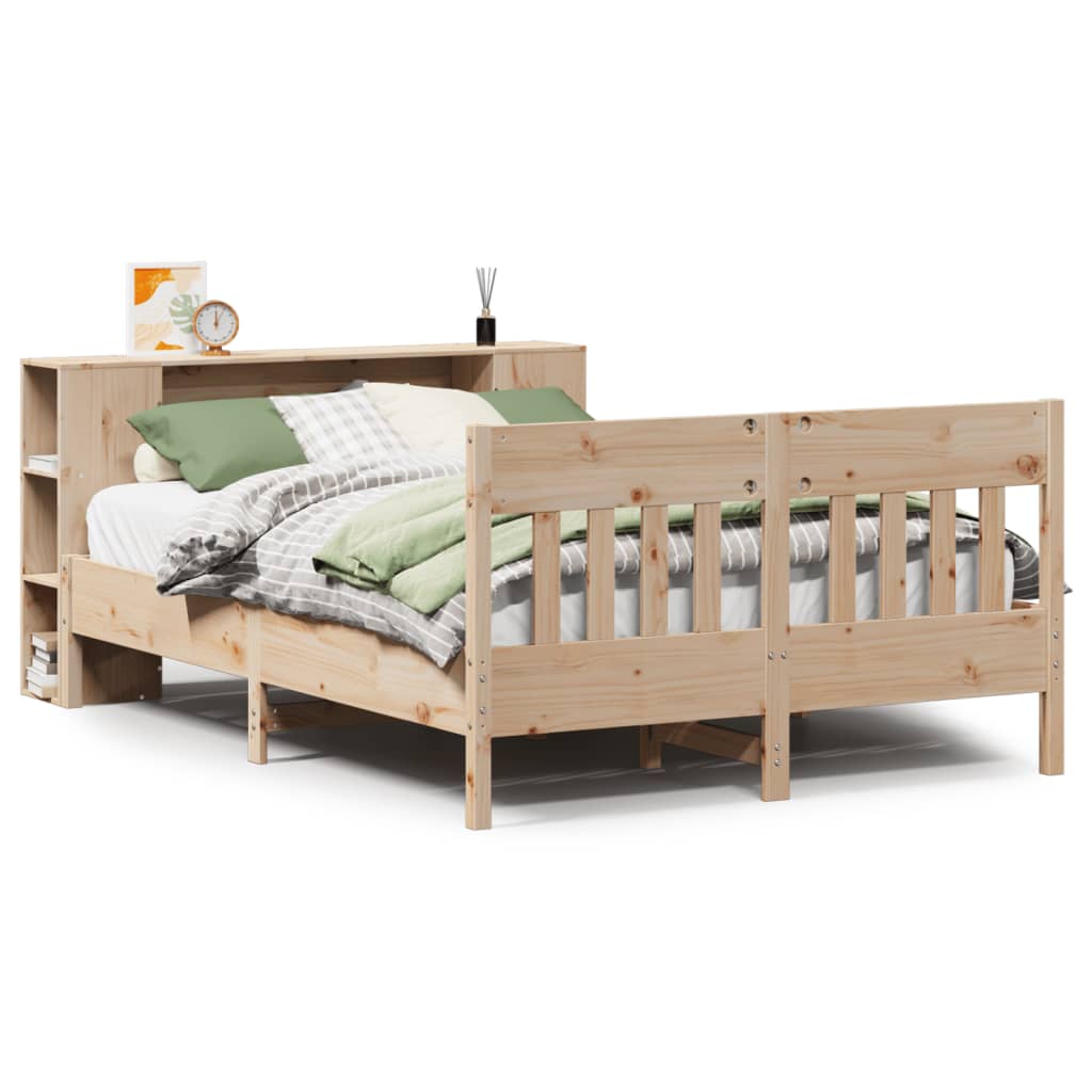 Bookcase Bed without Mattress 160x200cm Solid Wood Pine