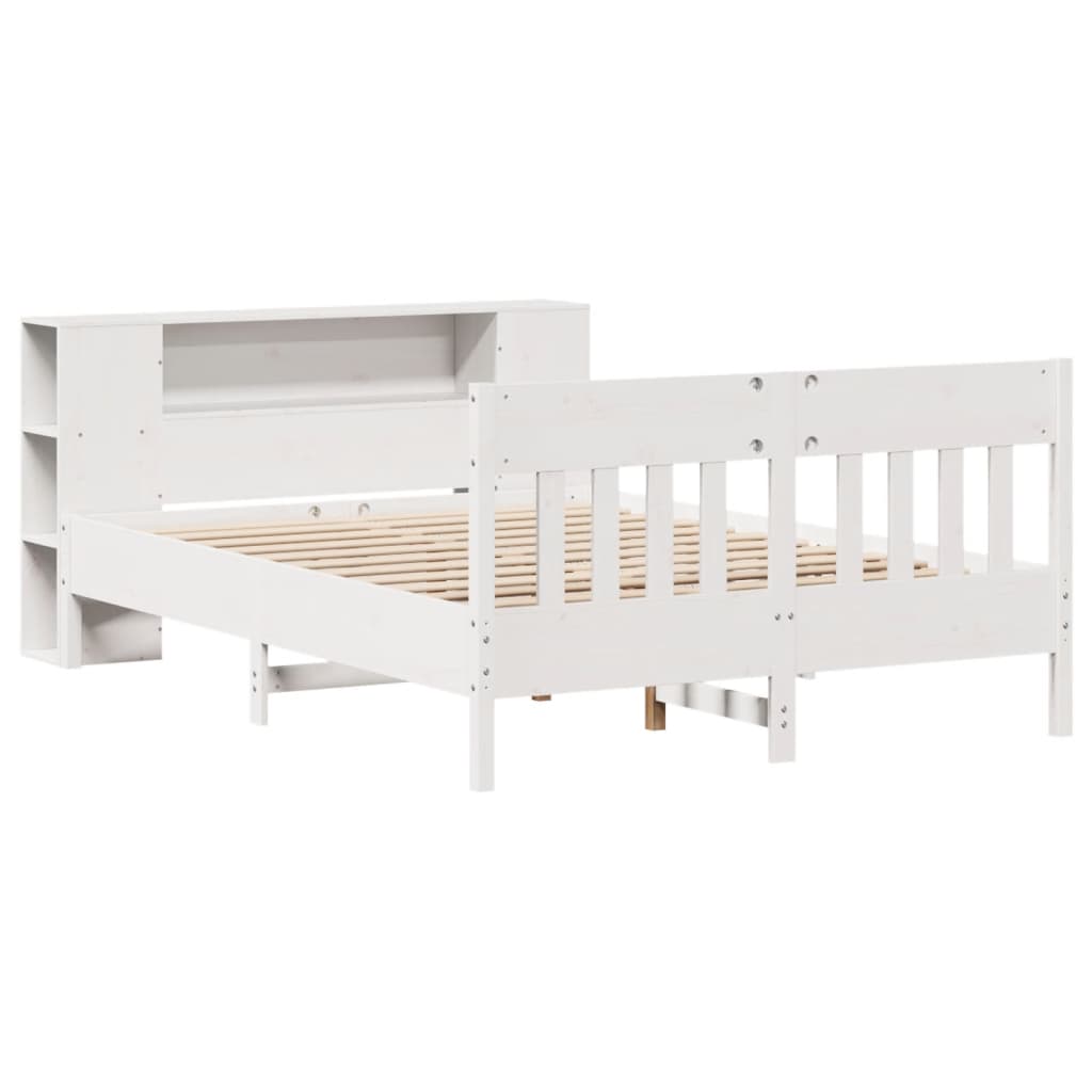 Bookcase Bed without Mattress White 160x200cm Solid Wood Pine
