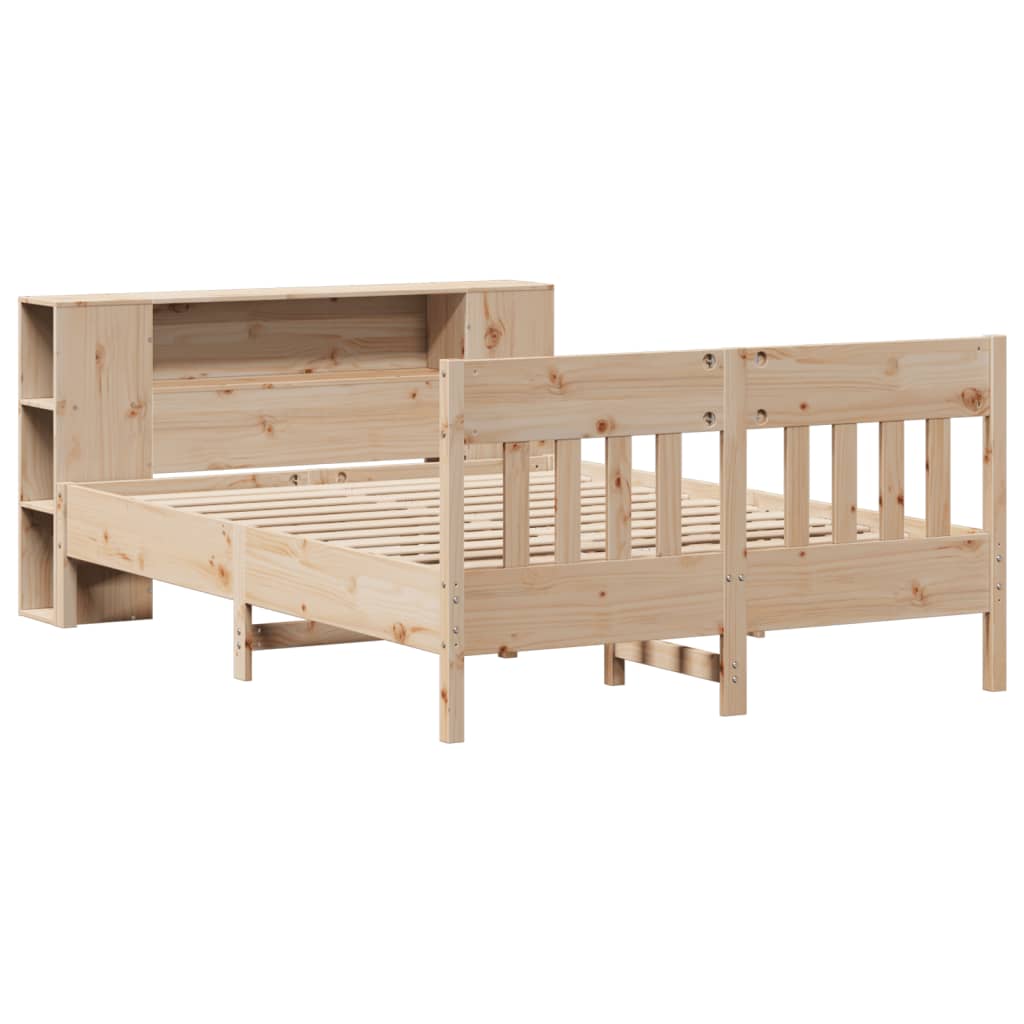 Bookcase Bed without Mattress 140x200cm Solid Wood Pine