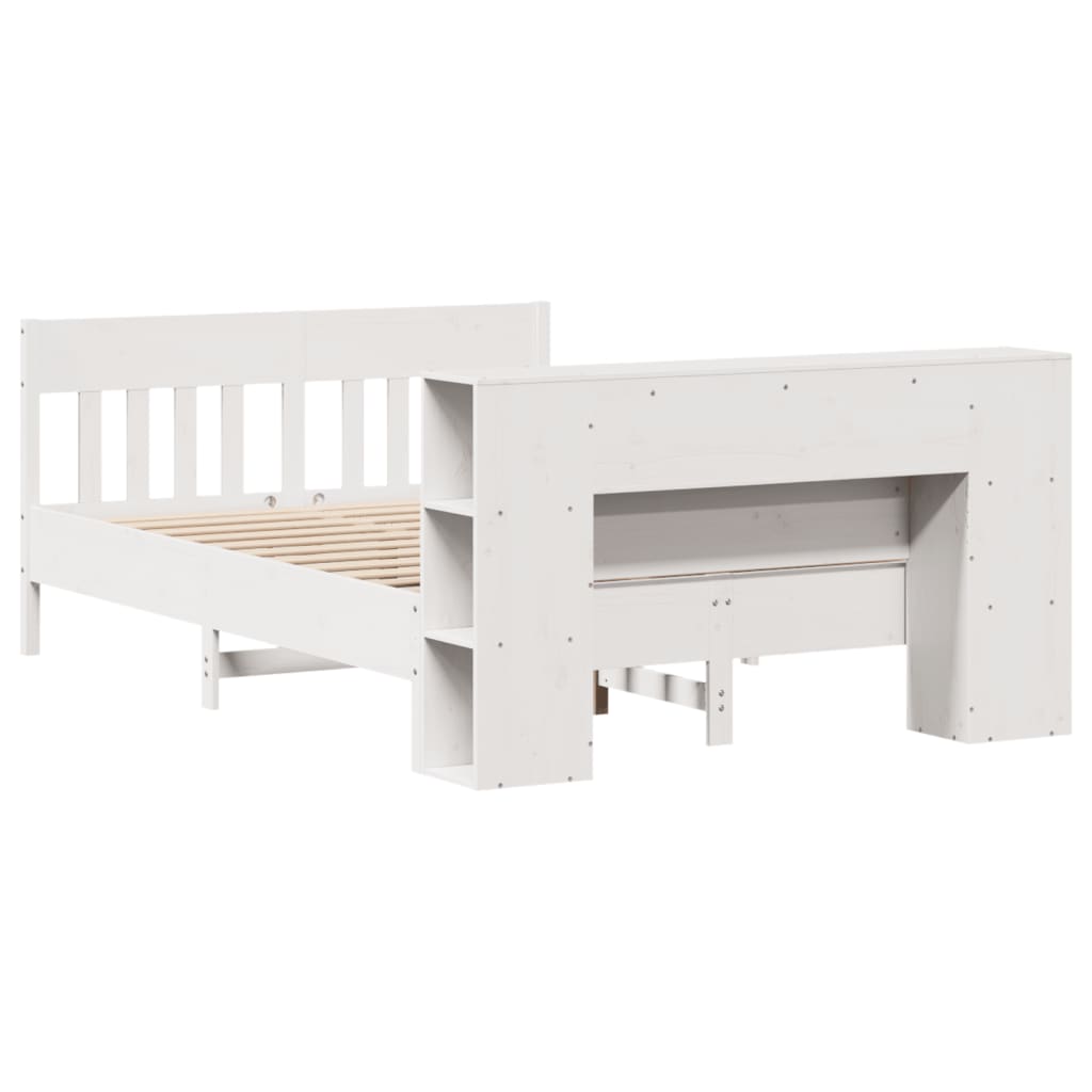 Bookcase Bed without Mattress White 140x200cm Solid Wood Pine