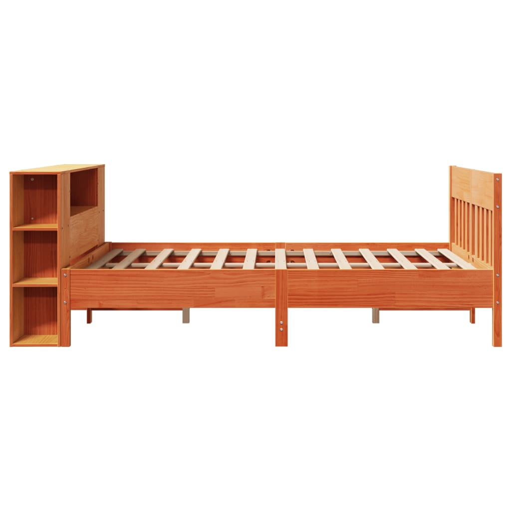 Bookcase Bed without Mattress Wax Brown 140x200cm Solid Wood Pine