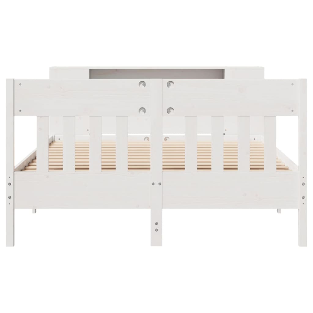 Bookcase Bed without Mattress White 120x200cm Solid Wood Pine