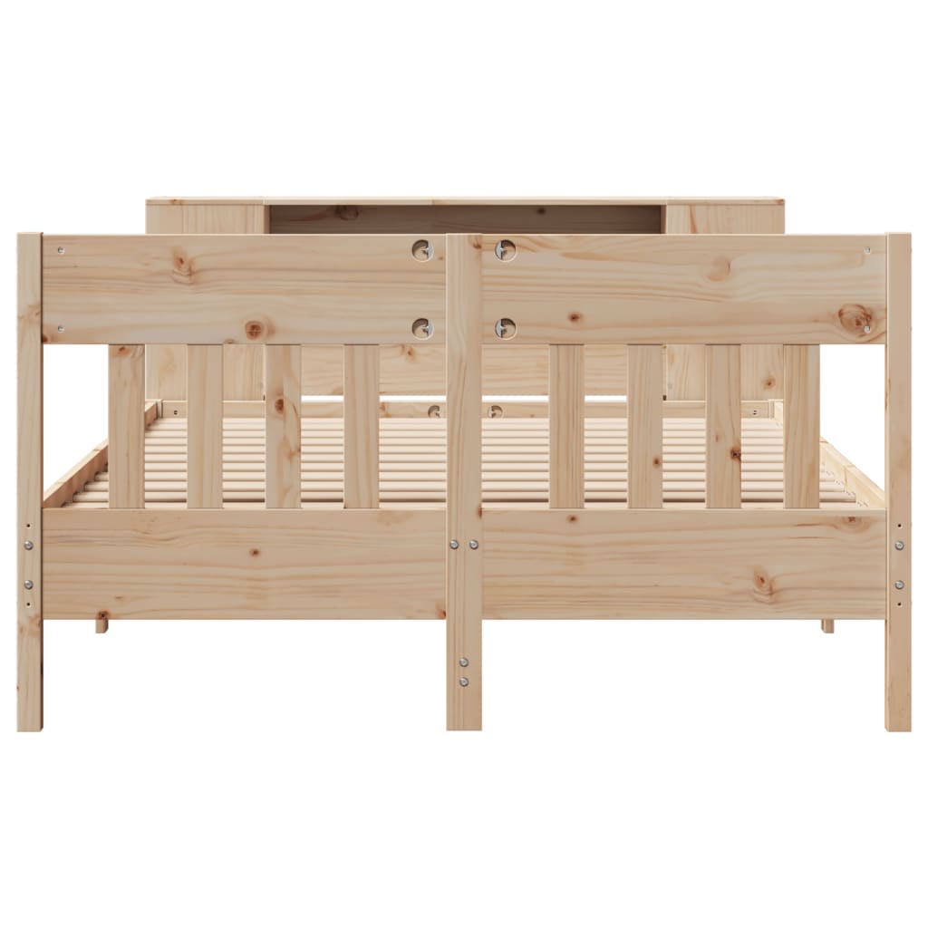 Bookcase Bed without Mattress 135x190 cm Double Solid Wood Pine