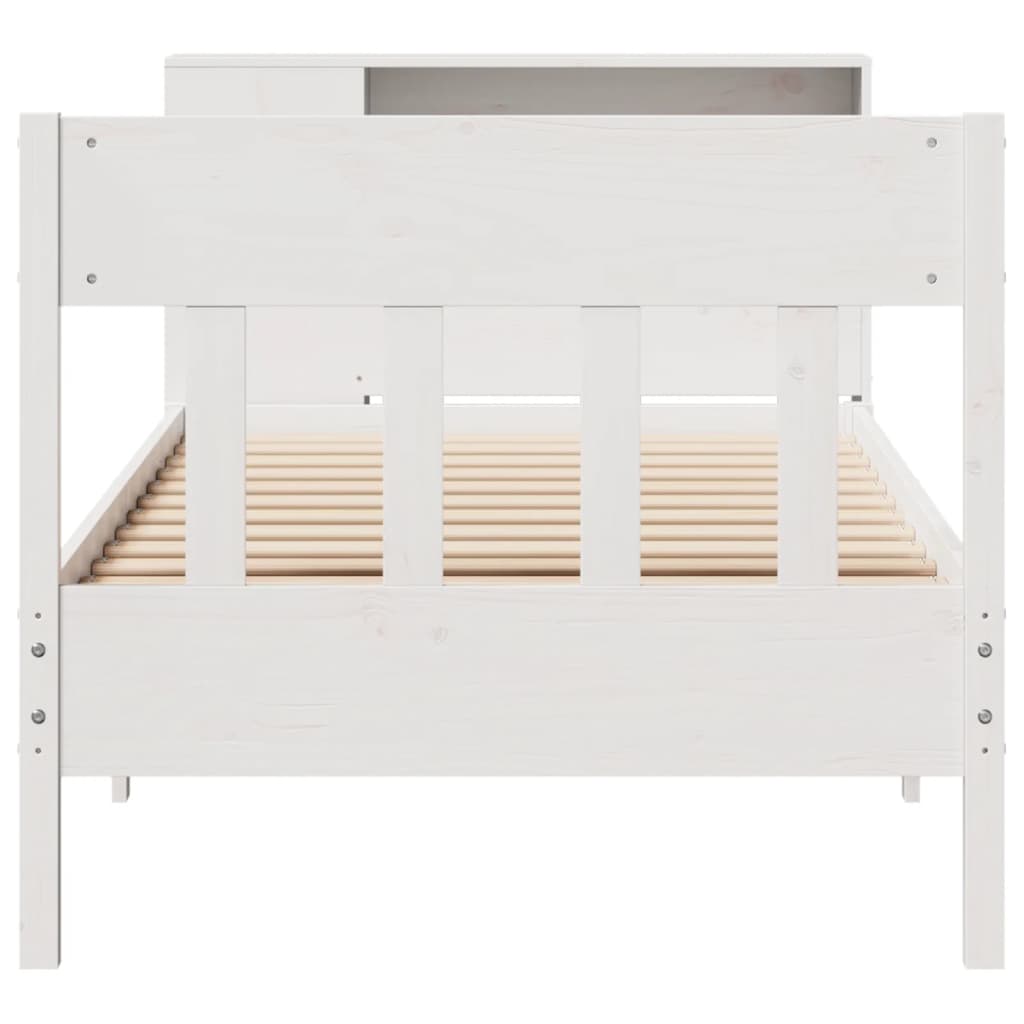 Bookcase Bed without Mattress White 100x200cm Solid Wood Pine