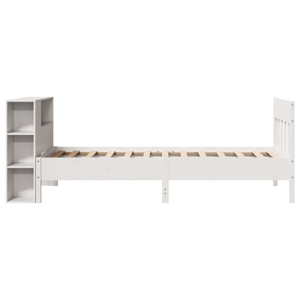 Bookcase Bed without Mattress White 100x200cm Solid Wood Pine