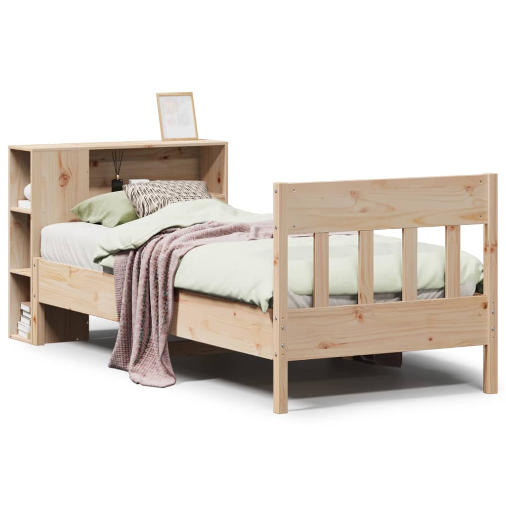 Bookcase Bed without Mattress 90x200cm Solid Wood Pine