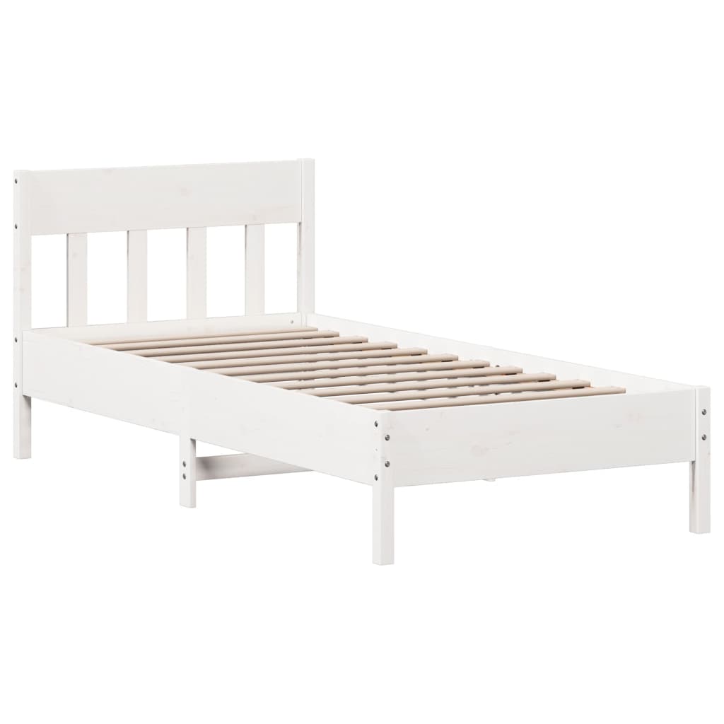 Bookcase Bed without Mattress White 90x200cm Solid Wood Pine