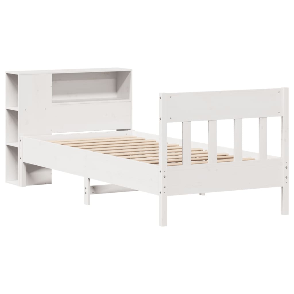 Bookcase Bed without Mattress White 90x190 cm Single Solid Wood Pine