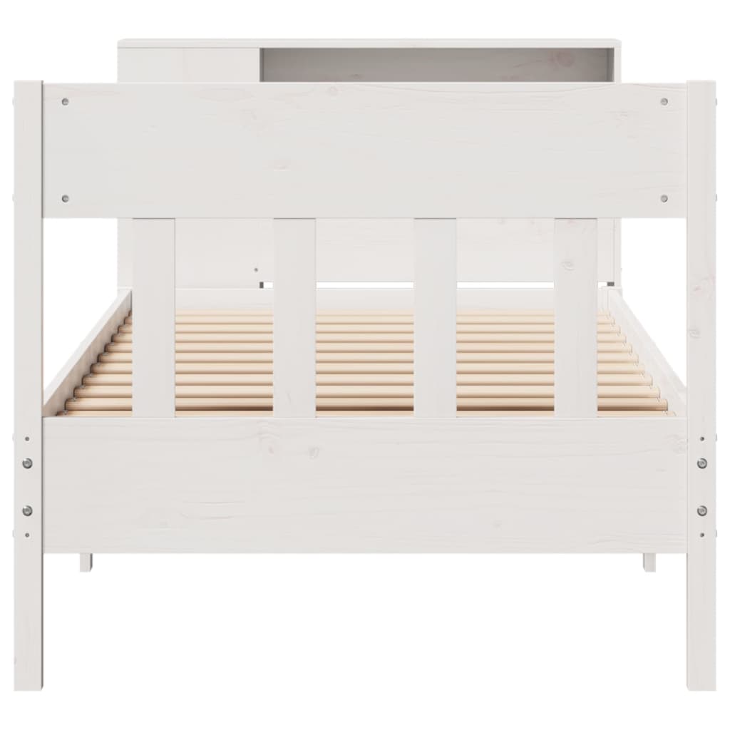 Bookcase Bed without Mattress White 90x190 cm Single Solid Wood Pine