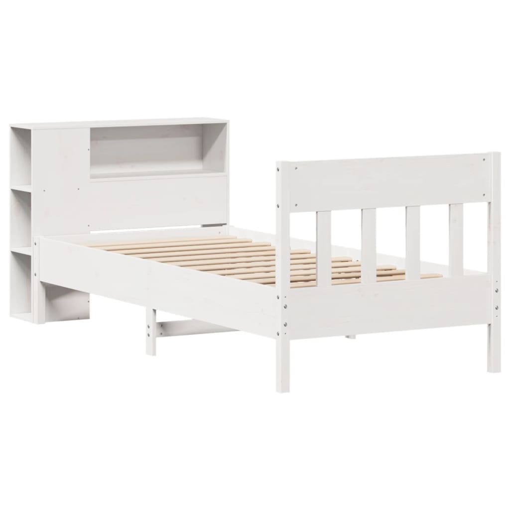 Bookcase Bed without Mattress White 75x190 cm Small Single Solid Wood Pine