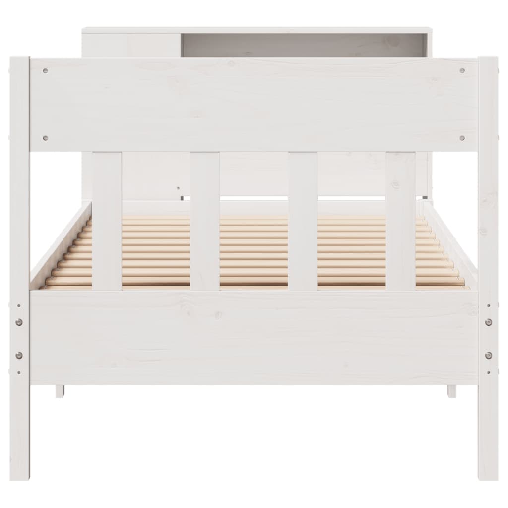 Bookcase Bed without Mattress White 75x190 cm Small Single Solid Wood Pine