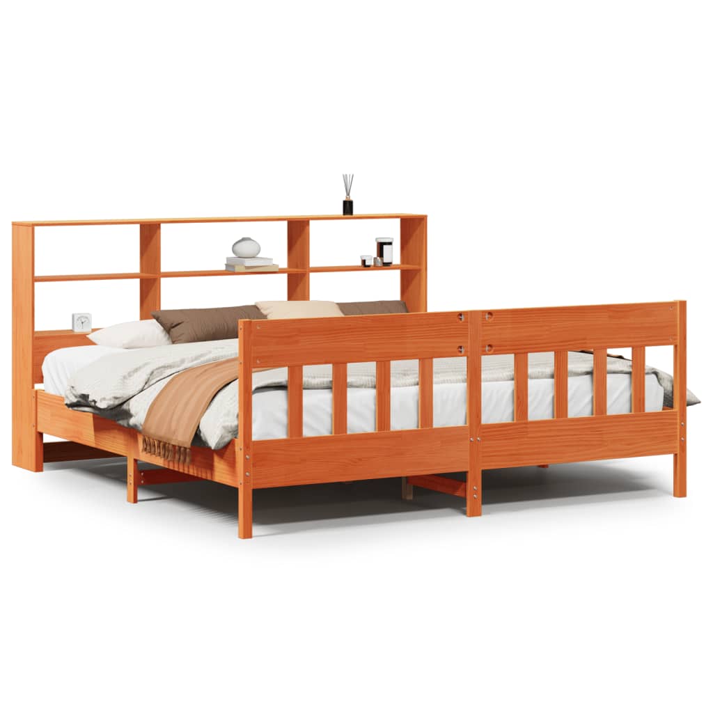 Bed Frame without Mattress Wax Brown 200x200 cm Solid Wood Pine