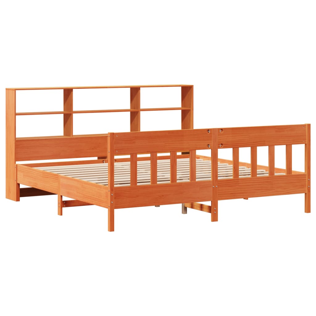 Bed Frame without Mattress Wax Brown 200x200 cm Solid Wood Pine