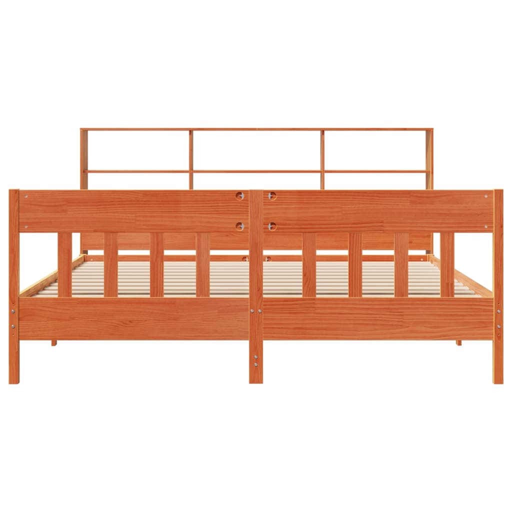 Bed Frame without Mattress Wax Brown 200x200 cm Solid Wood Pine