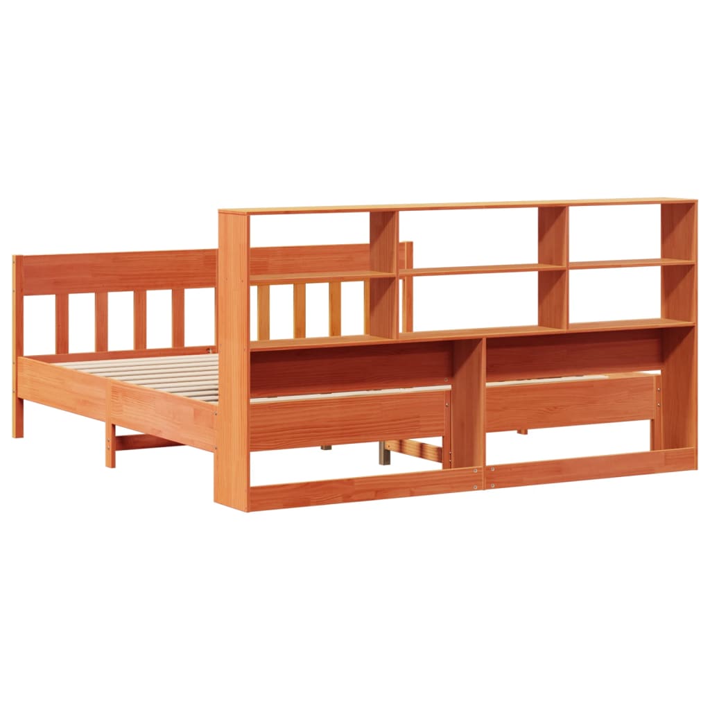 Bed Frame without Mattress Wax Brown 200x200 cm Solid Wood Pine
