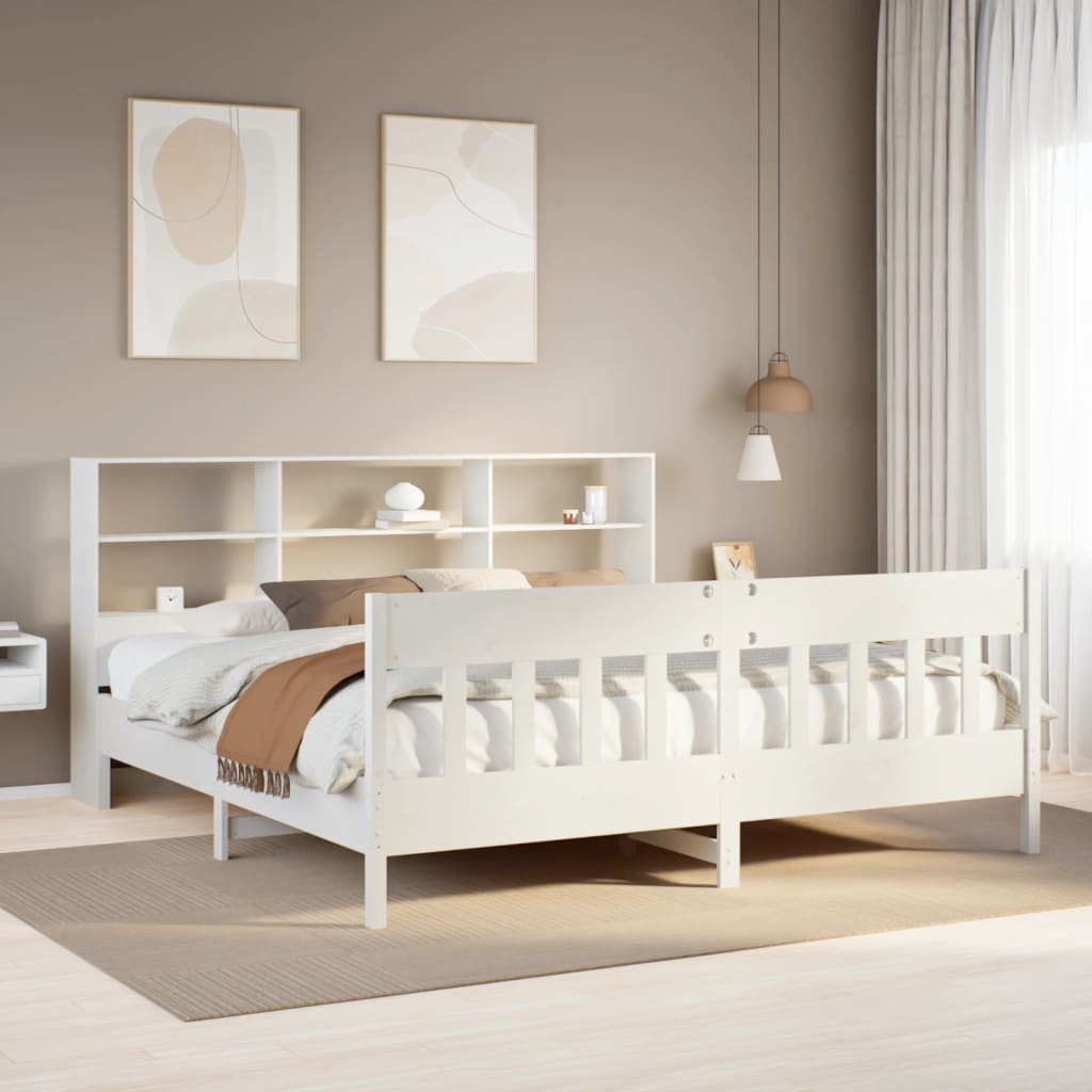 Bed Frame without Mattress White 180x200 cm Super King Solid Wood Pine