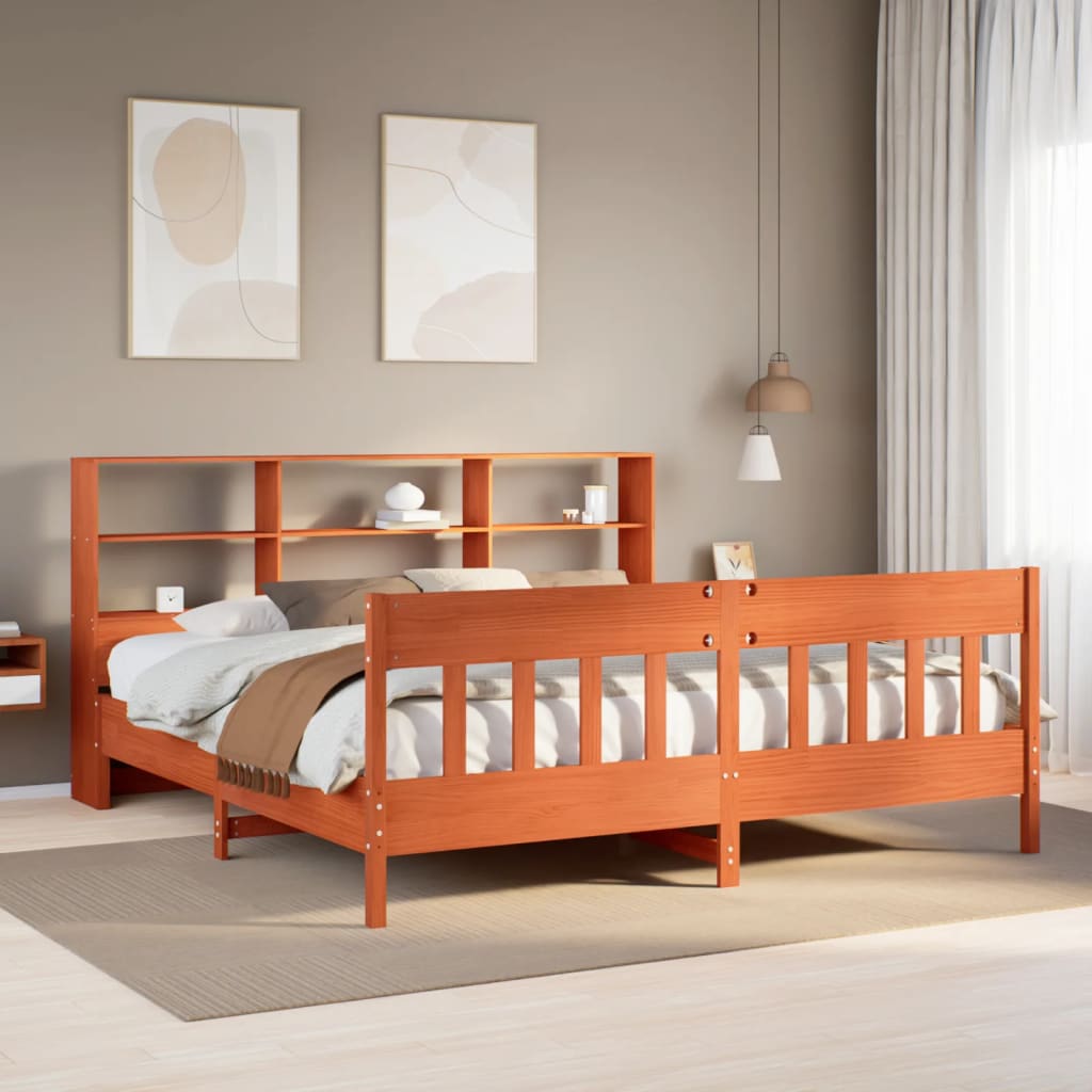Bed Frame without Mattress Wax Brown 180x200 cm Super King Solid Wood Pine