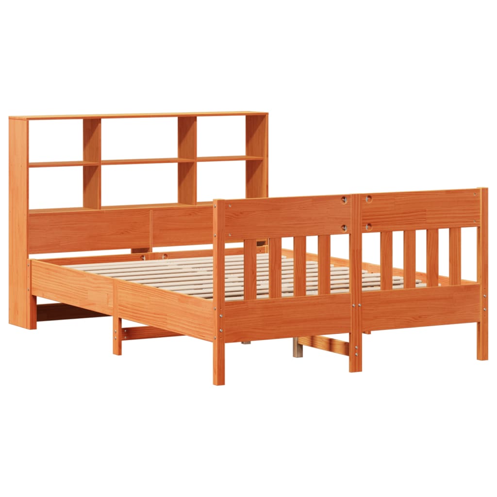 Bed Frame without Mattress Wax Brown 140x200 cm Solid Wood Pine