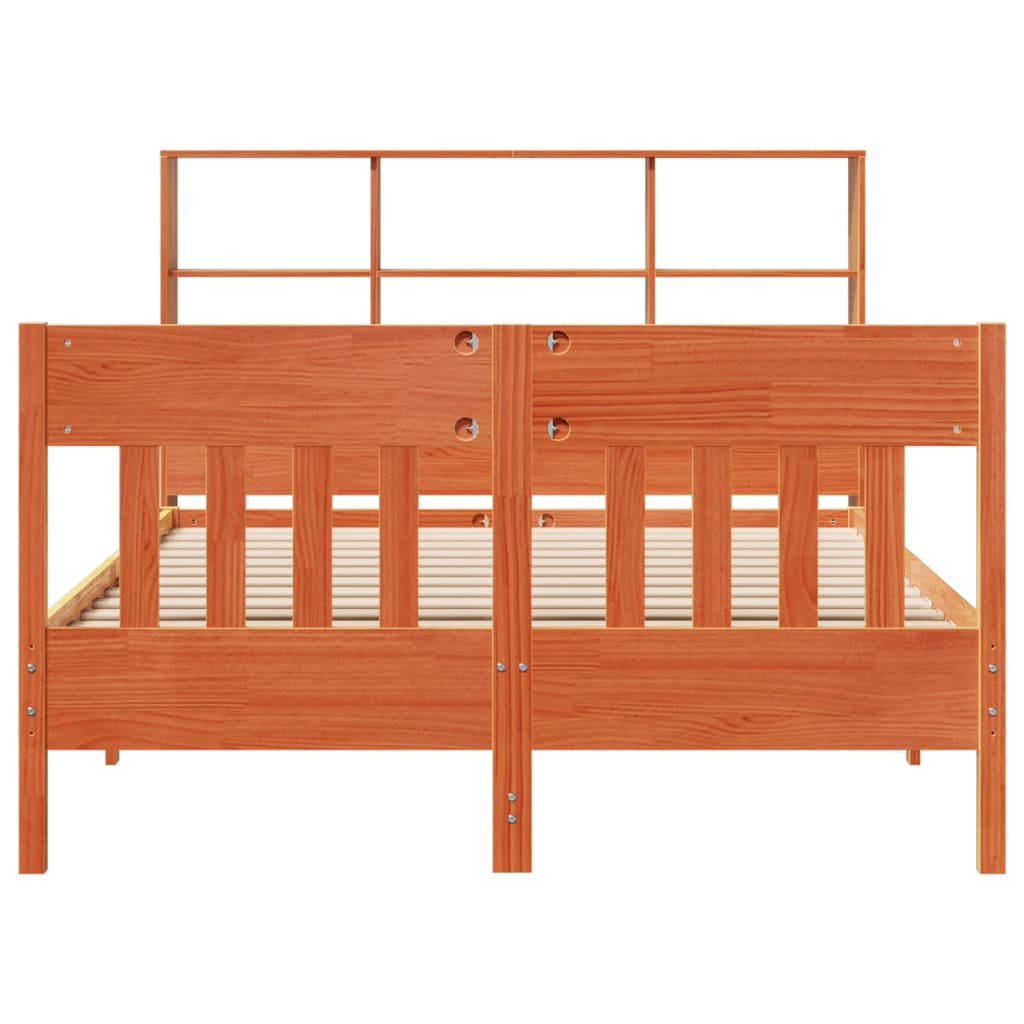 Bed Frame without Mattress Wax Brown 140x200 cm Solid Wood Pine