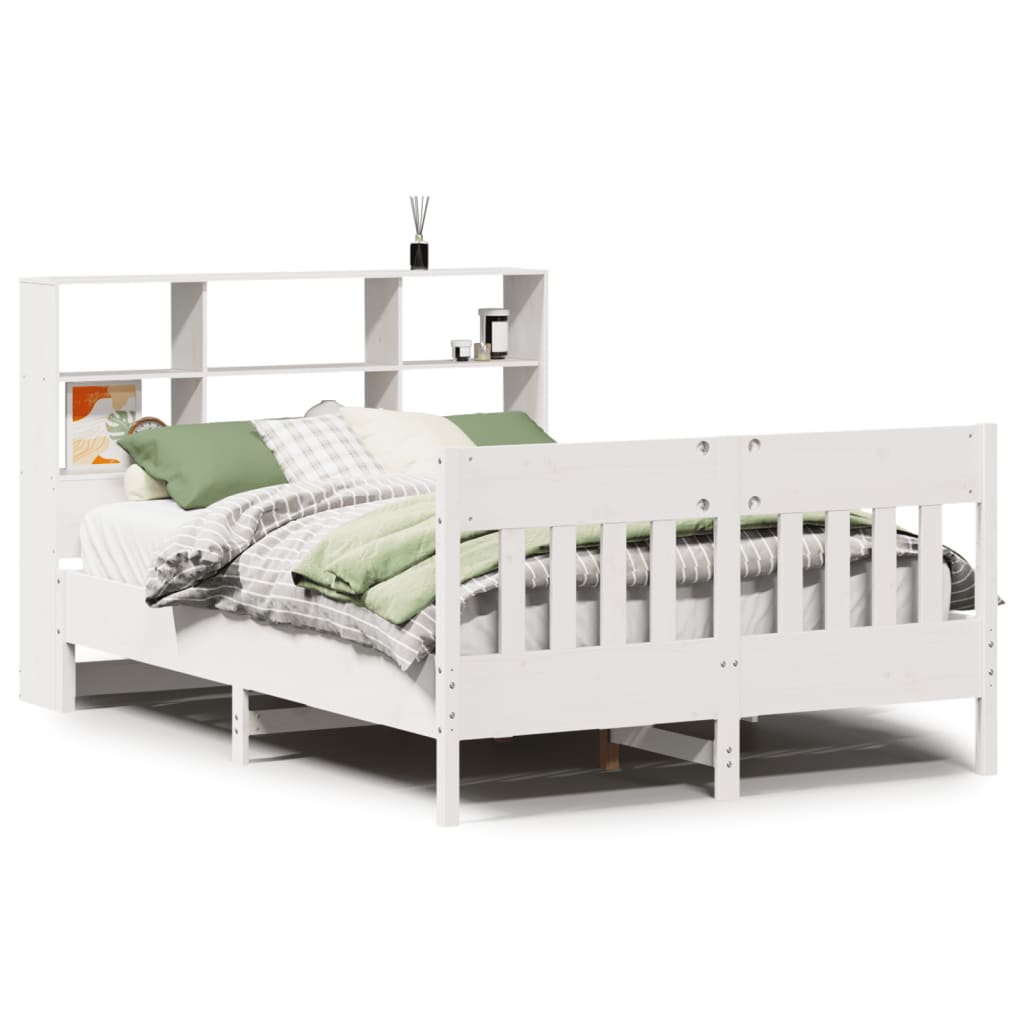 Bed Frame without Mattress White 140x190 cm Solid Wood Pine