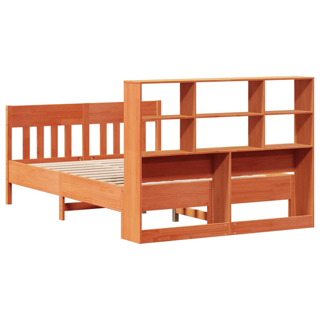 Bed Frame without Mattress Wax Brown 140x190 cm Solid Wood Pine