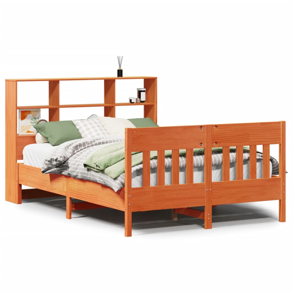 Bed Frame without Mattress Wax Brown 135x190 cm Double Solid Wood Pine