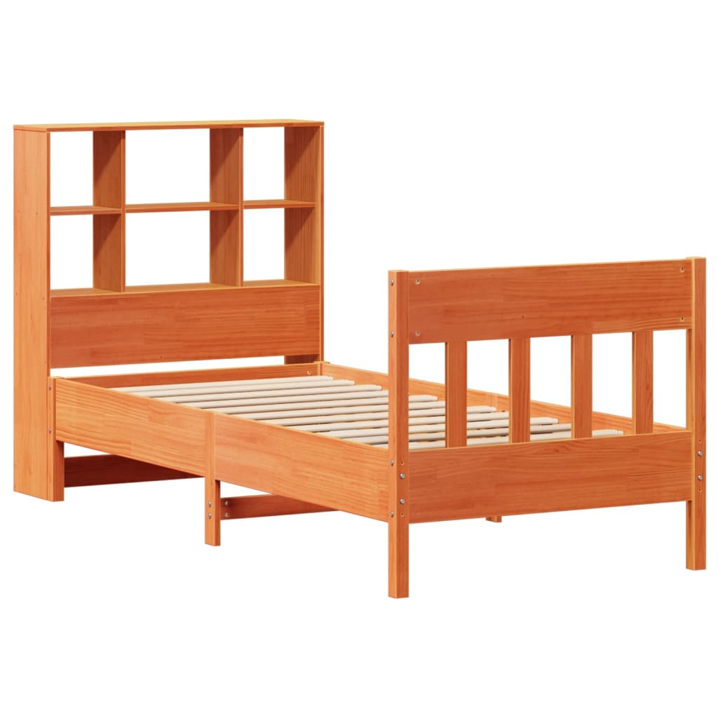 Bed Frame without Mattress Wax Brown 75x190 cm Small Single Solid Wood Pine