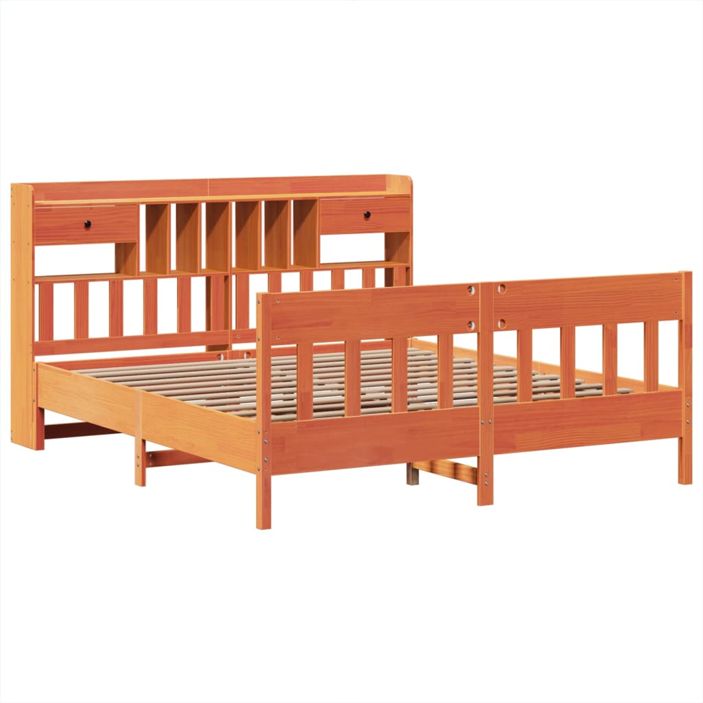 Bed Frame without Mattress Wax Brown 200x200 cm Solid Wood Pine