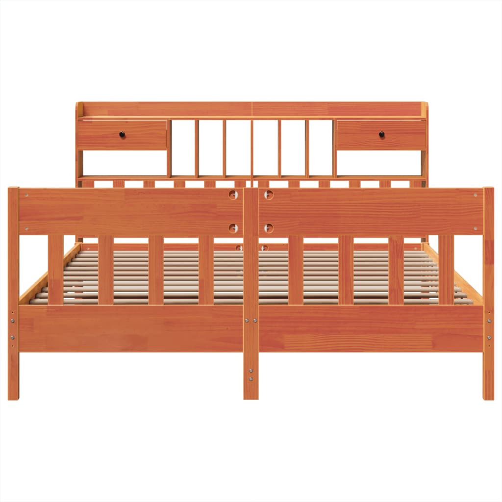 Bed Frame without Mattress Wax Brown 200x200 cm Solid Wood Pine