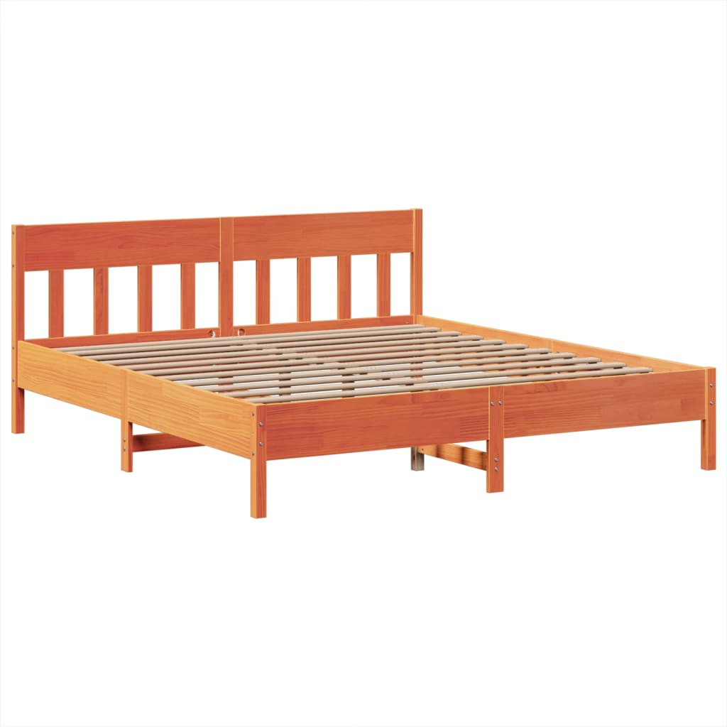 Bed Frame without Mattress Wax Brown 200x200 cm Solid Wood Pine